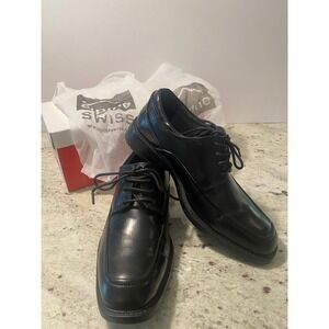 Alpine Swiss Mens Black Leather Lace Up Dress Shoes Size 8 Academia dress